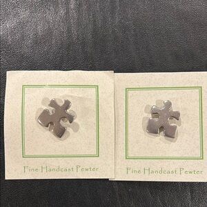 Puzzle Piece Lapel Pins - 2 of them - Pewter - Jim Clift Design Inc